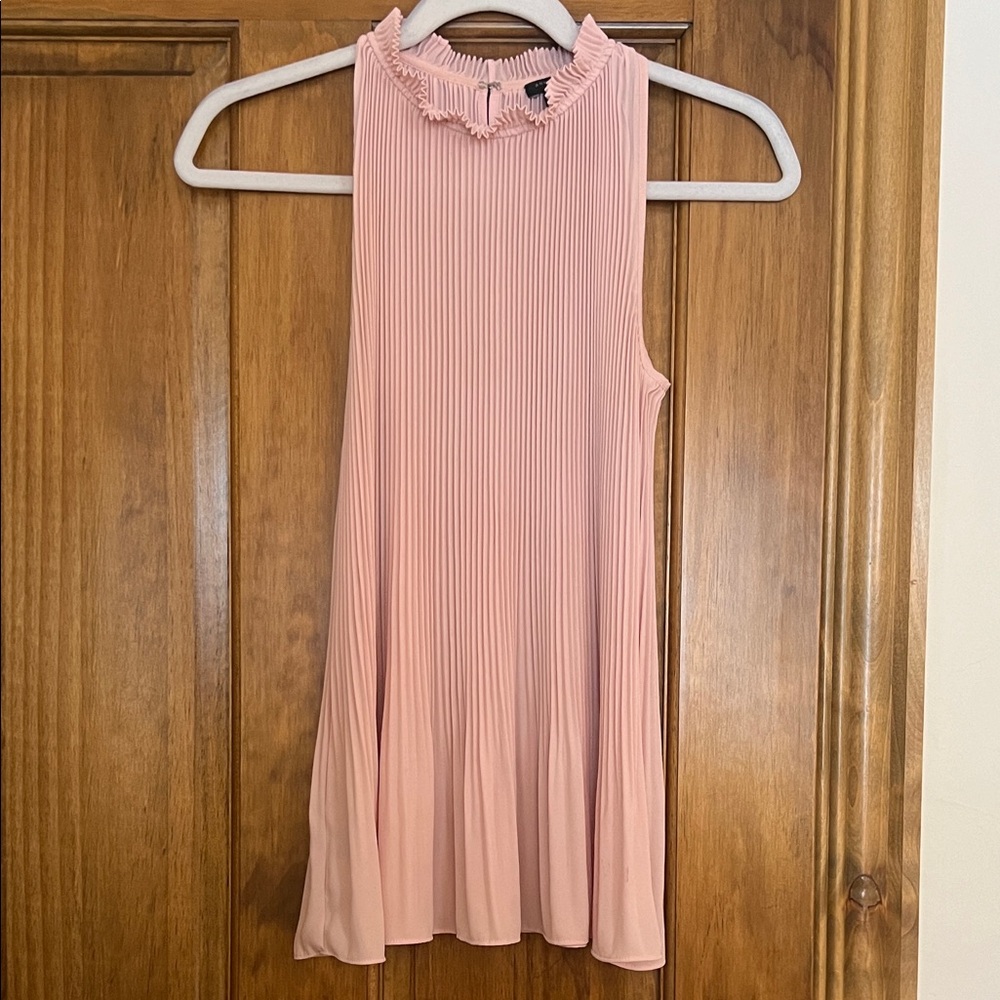Ann Taylor Petite Pleated Sleeveless Top - Light Pink
